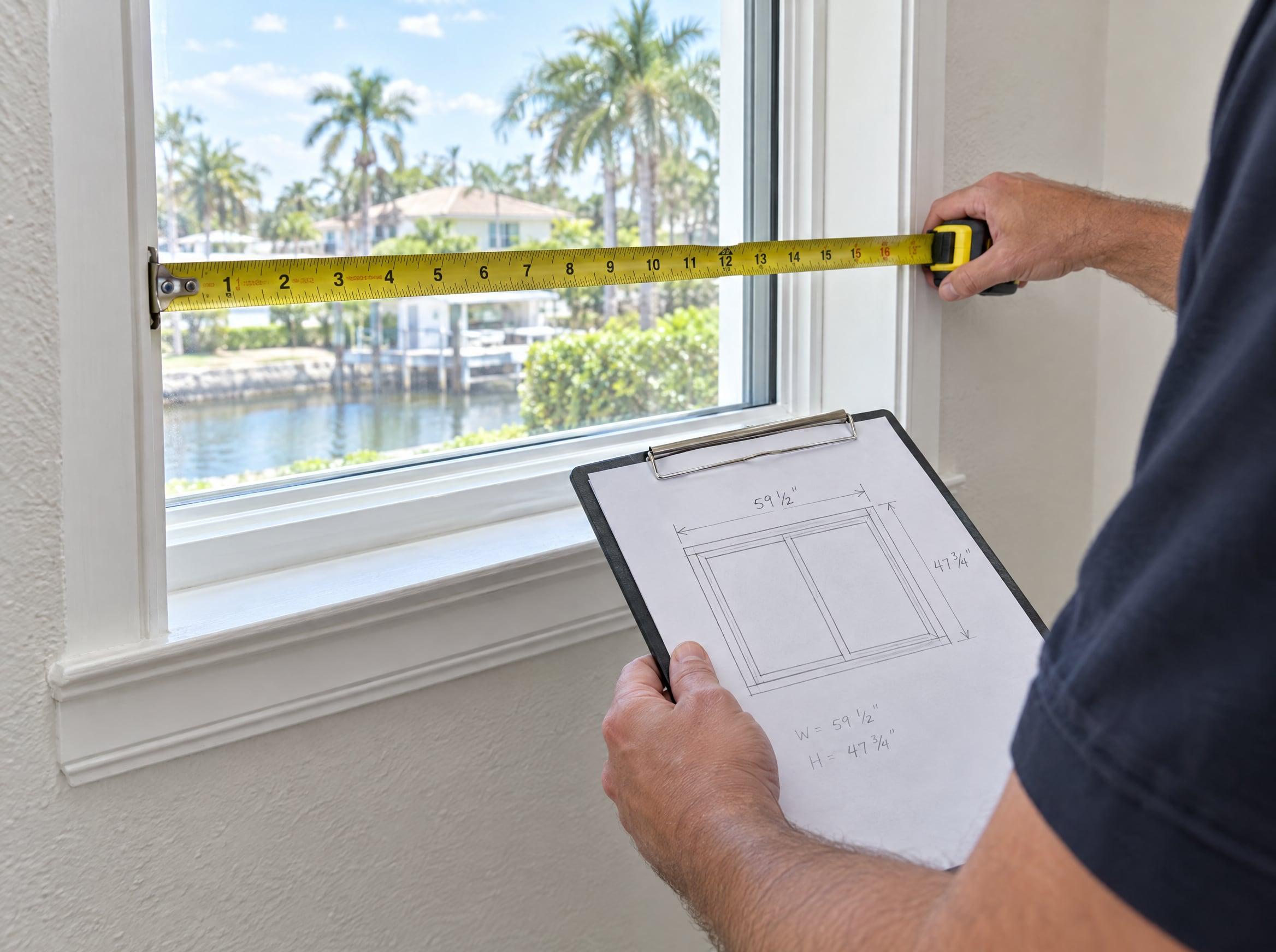Measuring a window opening during a free in-home consultation