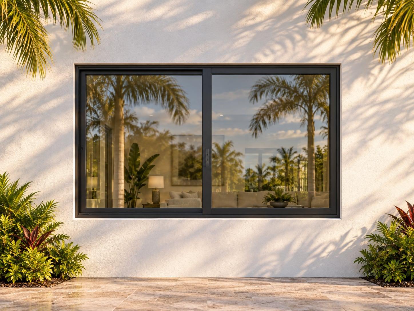 Horizontal roller impact window with two equal sliding sashes